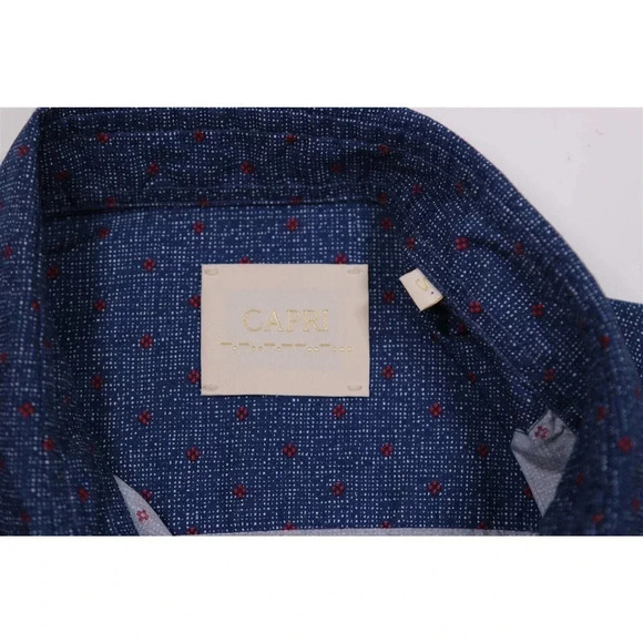 Capri Blue Polka Dot Slim Fit Button-Up Dress Casual Small - Picture 6 of 7